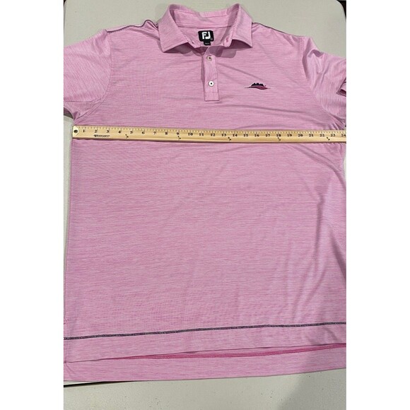 FootJoy FJ Golf Polo Mens Large Pink Short Sleeve Striped Shirt Golf Course Logo - Picture 6 of 6